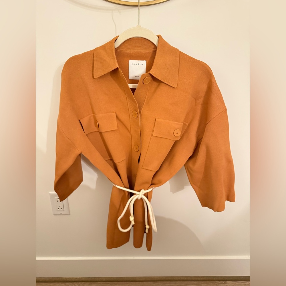 Sandro Warm Tan/Mustard Color Knitwear Sz Large 3/ Large.